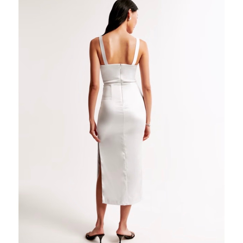 Abercrombie‎ & Fitch Women's Sculpting Stretch Satin Midi Dress Sz M NWT - Picture 4 of 10